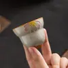 Taza de té de cerámica Ru kiln con flor de cerezo pintada a mano, taza de maestro, taza individual para juego de té kung fu, taza de té de alto valor estético para uso doméstico