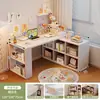 Mesa de Canto para Uso Doméstico, Mesa de Estudo para Apartamentos Pequenos, Penteadeira para Quarto de Meninas, Cômoda Integrada, Mesa de Computador em L de Madeira Maciça