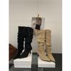 2025 Novas Botas Francesas Outono e Inverno Salto Agulha Feminino Inverno com Casaco Botas Altas Botas Maillard