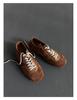 Zapatos Forrest Gump de cuero con aumento de altura interior, nueva primavera 2025, zapatillas casuales combinables, retro, con cordones, rojos, zapatillas de entrenamiento alemanas para mujer