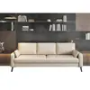 Juego de Sofá Minimalista Italiano de Cuero Blanco Crema Moderno Sencillo Sala de Estar Línea Recta Asiento Individual Lujo Ligero Uso Doméstico Sofá de Cuero
