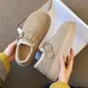 Zapatos tipo Birkenstock de suela gruesa, forrados de felpa, modernos y cálidos, modelo nuevo invierno 2026, botines bajos sin cordones, zapatos de algodón, mocasines
