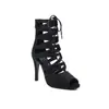 Tacones Altos de Jazz, Botines con Corte Animal Print de Leopardo, Tacones de Talla Grande con Suela de Piel para Danza, Comercio Transfronterizo Europeo y Americano