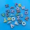 8mm Coloridas Pintadas em Spray Letras Completas de Diamante A-Z Liga de Zinco Letras de Diamante com Contas Pulseira DIY Acessórios para Roupas