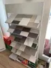 Estante de Exhibición de Puerta de Madera para Gabinete de Muestras Tablero con Hebilla de Aluminio Piedra Azulejo de Vidrio Tarjeta de Color Piedra de Cuarzo Estante de Exhibición de Piso de Madera