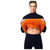 Conjunto de Ropa Interior Térmica para Personas de Mediana Edad y Mayores, Ropa Cálida de Otoño y Pantalones, Conjunto de Terciopelo Dorado, Terciopelo Grueso, Cuello Redondo, Se Puede Usar por Fuera