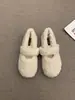 Zapatos Mary Jane planos peludos para mujer, nuevo estilo otoño e invierno 2026, forrados de felpa, cálidos, zapatos peludos de una sola tira
