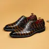 2026 Novos Sapatos Oxford de Couro de Crocodilo de Alta Qualidade para Homens Couro de Vaca Camada Superior Cor Polida à Mão Estilo Britânico Formal de Negócios Sapatos de Couro