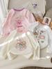 Nueva Camiseta de Manga Larga para Niña Primavera y Otoño, Moda Estilo Coreano Estampado de Dibujos Animados Camiseta Base de Color Contrastante, Ropa de Otoño para Bebé Niña