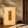 Talla en madera de ciprés Taihang, libro de escrituras con el Gran Mantra de la Compasión y el Sutra del Corazón, escritura budista de bolsillo, adorno de talla en madera para llevar consigo