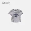 2025 Zhili Roupas Infantis Verão Infantil Estilo Coreano Elastano Estampada Manga Curta Camiseta Meninas Meninos Camiseta Básica Carta Algodão t