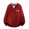 2026 Otoño Invierno Nuevo Jersey de Punto Color Block Estilo Joven Coreano Moda Color Contrastante Camisa Base Casual