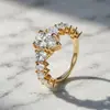 Anillo de Plata de Ley S925 con Corona Europea Full Moissanita para Mujer, Lujo Ligero, Nicho, Moda, Forma de Gota de Agua, Anillo Apilable, Anillo de Boda