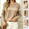 Suéter Jacquard de Punto con Cuello Redondo para Mujer, Estilo Nuevo Otoño e Invierno, Holgado y Versátil, Manga Larga