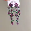 Agulha de Prata Moda Coreana Flor de Diamante Folha Borla Brincos Luxo Acessível Brincos de Alta Qualidade Design de Brincos Nicho