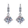 Aretes de Plata Esterlina S925 Aretes de Borla de Moissanita de Cuatro Garras para Mujer Aretes Elegantes Inteligentes Joyería Transfronteriza en Vivo