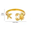 Pulseira Geométrica Assimétrica Simples em Aço Titânio com Concha Dourada 18K Pulseira de Estrela do Mar Hip-Hop Tendência Feminina