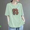 Camiseta Feminina Plus Size Verão Novo Design Algodão Puro Gola Redonda Slim Manga Curta Top Estilo Solto Cobrindo a Barriga Verão