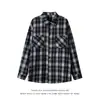 Camisa a cuadros estilo americano para mujer de primavera y otoño, nueva camisa de moda holgada retro a la moda estilo Hong Kong con un diseño único