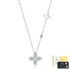 Collar de Trébol de Cuatro Hojas Completamente Incrustado con Moissanita Color D Vvs en Plata S925, Cadena Ajustable, Cadena para Clavícula de Trébol de Lujo Ligero