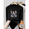 Camiseta Feminina Outono/Inverno Gola Meia-Alta Manga Longa Estilo Coreano Infantil Plush Camada Base Top Roupa Infantil Primavera/Outono Roupa de Baixo Tendência