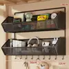 Estante de almacenamiento de pared, esenciales para dormitorio, cesta colgante sin taladro para mesita de noche de dormitorio, solución de almacenamiento de pared para literas superiores de estudiantes