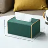 Los fabricantes de cajas de pañuelos pueden personalizar cajas de pañuelos de cuero modernas y sencillas para oficinas y hoteles, cajas de servilletas de lujo ligero