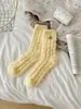 Calcetines de Mujer de Terciopelo Coral con Bordado de Doble Corazón, Estilo Nuevo para Otoño e Invierno, Espesos, Forrados de Felpa, Calientes, para el Hogar, para Dormir