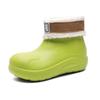Nuevas botas de lluvia de caña media para mujer, versátiles, impermeables, con suela gruesa, zapatos de lluvia simples, cálidos con forro de felpa, antideslizantes, zapatos de trabajo