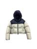 Jaqueta Puffer Curta Color Block de Penas de Pato Brancas para Mulheres, Novo Estilo Inverno 2026, Com Capuz, Modelagem Solta, Casaco Puffer Quente para Casais
