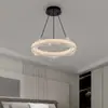 Lámpara de techo de resina de onda de lujo ligero italiano de espectro completo para dormitorio, lámpara circular minimalista moderna para dormitorio, luz para estudio y comedor