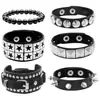 6 Peças de Pulseiras Largas de Couro Masculinas da Moda Europeia e Americana Mais Vendidas na Fronteira com Rebites de Caveira Únicos e Ousados, Pulseiras Punk de Rua