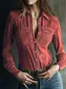 Sitio Independiente Transfronterizo de Amazon Camisa Casual Cómoda de Color Sólido de Gamuza de Manga Larga para Mujer