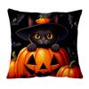 Suministros del Fabricante Fundas de Almohada de Halloween para Gatitos Felpa Corta Estampadas Fundas de Almohada Decorativas para Sofá Cama Estilo Nórdico