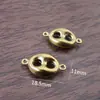 Conector de Grano de Café Hueco de Doble Agujero de Acero Inoxidable Broche Nariz de Cerdo Conector de Cadena de Corazón Accesorios para Joyería DIY