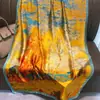 Nuevo Pañuelo de Seda Satinada para Mujer, Pañuelo Largo de Seda Artificial para Primavera y Otoño, Chal de Verano para Protección Solar, Pañuelo de Gasa para Playa