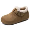 Sapatos peludos, quentes, de calçar fácil, forrados com fleece, sapatos de algodão para mulheres, novo estilo outono/inverno 2026, design retrô, com um salto oculto de 5 cm, estilo Birkenstock