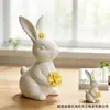 Coelho da Páscoa Flor Amassada à Mão Decoração de Cerâmica Enfeites Simples Casa Sala de Estar Mesa Enfeites de Coelho de Cerâmica