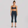 Conjunto de fitness transfronterizo con sujetador deportivo de cuello halter y conjunto de pantalones capri de secado rápido para correr al aire libre y yoga para mujer