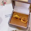 Anel Dourado Estilo Loja de Ouro Areia Dourada Flor Antiga Design de Nicho Anel Luz Luxo Moda Aberto Versátil Joia