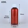 Em estoque 20 50 100ML garrafas plásticas garrafas PET marrons garrafas para amostra de líquido garrafas para partículas de pó sólido