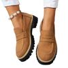 2025 Nuevos Mocasines de Primavera y Otoño Talla Grande Casuales Escarchados Estilo Británico Zapatos de Mujer Tacón Grueso Suela Gruesa Exportación Retro