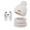 Set de tres piezas de gorro, bufanda y guantes de invierno, moda coreana, gorro de lana tejida, gorro para mujer para exteriores, cálido, con protección para las orejas