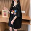 Camiseta de Manga Corta de Algodón Puro con Diseño Estilo Coreano para Mujer Verano Longitud Media Talla Grande mm Gordita Aspecto Adelgazante Top de Media Manga