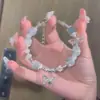Pulseira de Corda Trançada, Pequena Pulseira Flor de Pessegueiro, Corda de Mão, Atrai Flores de Pessegueiro e Boa Sorte, Presente para Mulheres, Contas da Fortuna, Pulseira de Estilo Étnico