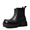 Una generación de nuevas botas Martin de suela gruesa para hombre aumentadas 6 cm por dentro y por fuera, de cuero completo negro, punta redonda, cremallera lateral, botas cortas de cuero
