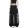 Pantalones de Chándal de Hip-Hop Street Dance Holgados Estilo Americano, Pantalones Rectos de Pierna Ancha de Cintura Alta, Pantalones Deportivos Casuales de Longitud Completa