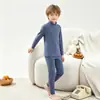 Conjunto de Roupa Íntima Térmica Escovada para Crianças, Pijama de Outono e Inverno para Meninos, Roupa de Casa para Crianças Maiores, Tops e Calças de Outono para Meninas