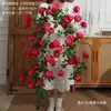 Treliças de Flores Artificiais Enroladas na Sala de Estar para Decoração, Rosas Amarelas Rosas Artificiais Arranjo em Cascata Plantas Atacado
