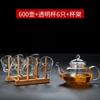 Taza de Té Pequeña de Vidrio Resistente al Calor para el Hogar Juego de Té Kung Fu Traje Transparente Taza Maestra Individual Engrosada con Asa 6 Piezas